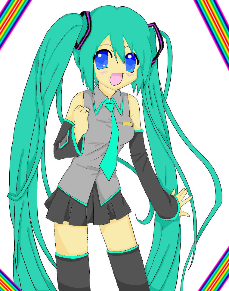 hatsune miku-colored lineart