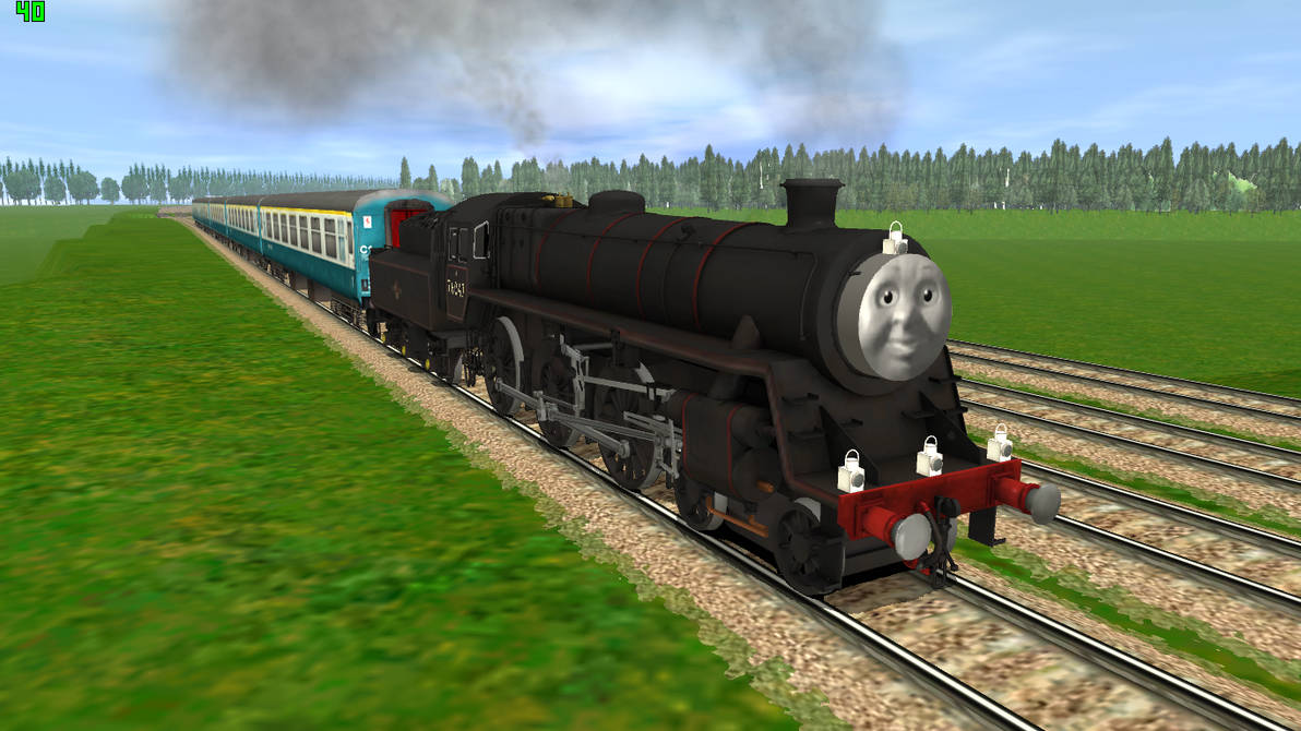 Brandon pulling a passenger train by FlyingFoxandBambi on DeviantArt