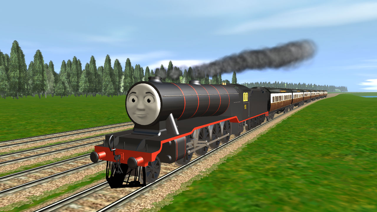 Humphrey pulling a passenger train by FlyingFoxandBambi on DeviantArt