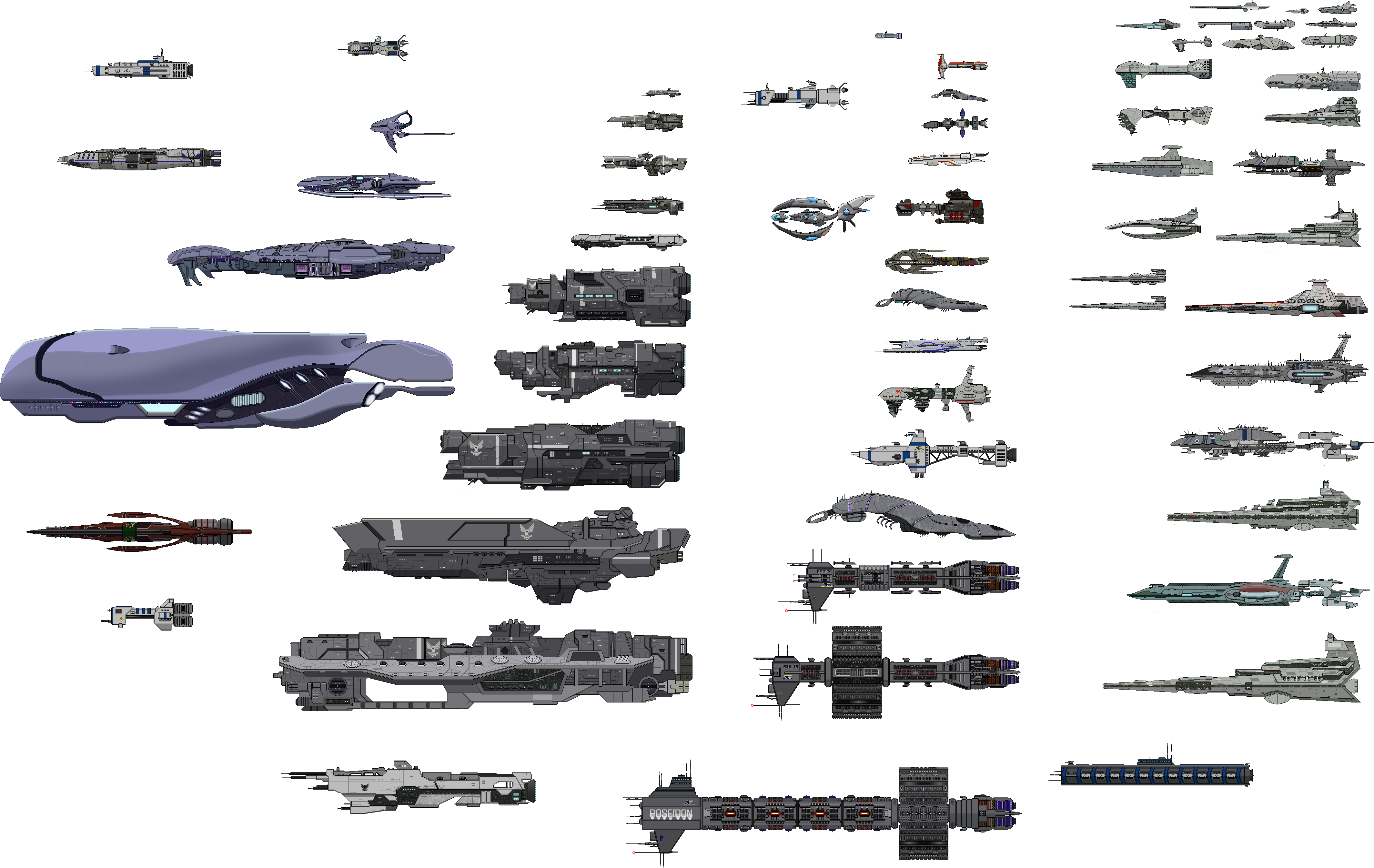 Spaceships Sizes on Scale by LunaraUrizen on DeviantArt