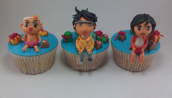 Birthday Cupcakes with Chibi Characters