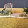 Ruined fence and bush as Area Terrain