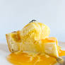 Cheesecake with orange ice cream