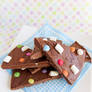 Chocolate Bark with Marshmallows and Smarties