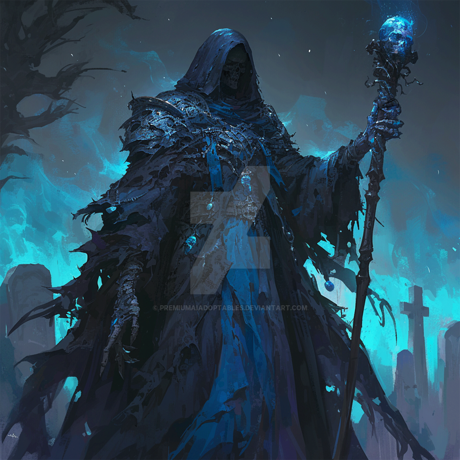 Deathlock Token Undead Lich Necromancer Warlock DnD Character Art by AICraftAdoptables ...