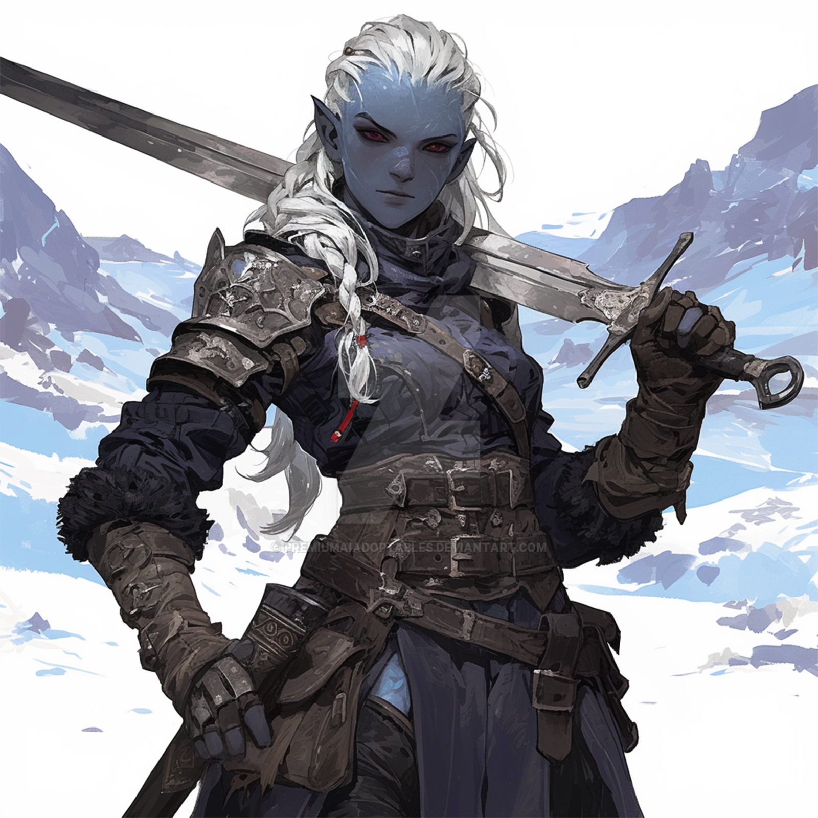 Dark Elf Drow Sword Warrior Adoptable Art DnD by PremiumAIAdoptables on ...