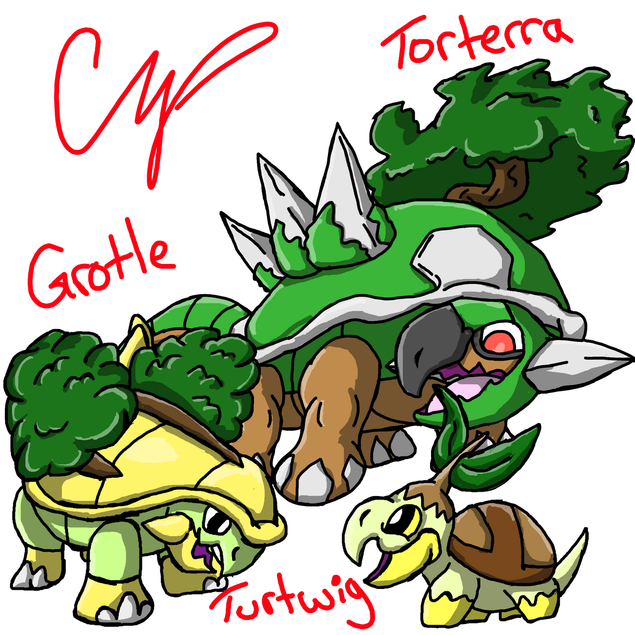 Grotle Deviantart Turtwig, Grotle, and Torterra by fortuan on DeviantArt