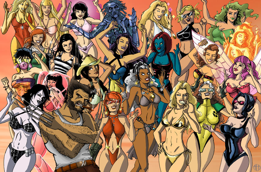 Wolverine and the X-Ladies by Theamat on DeviantArt 