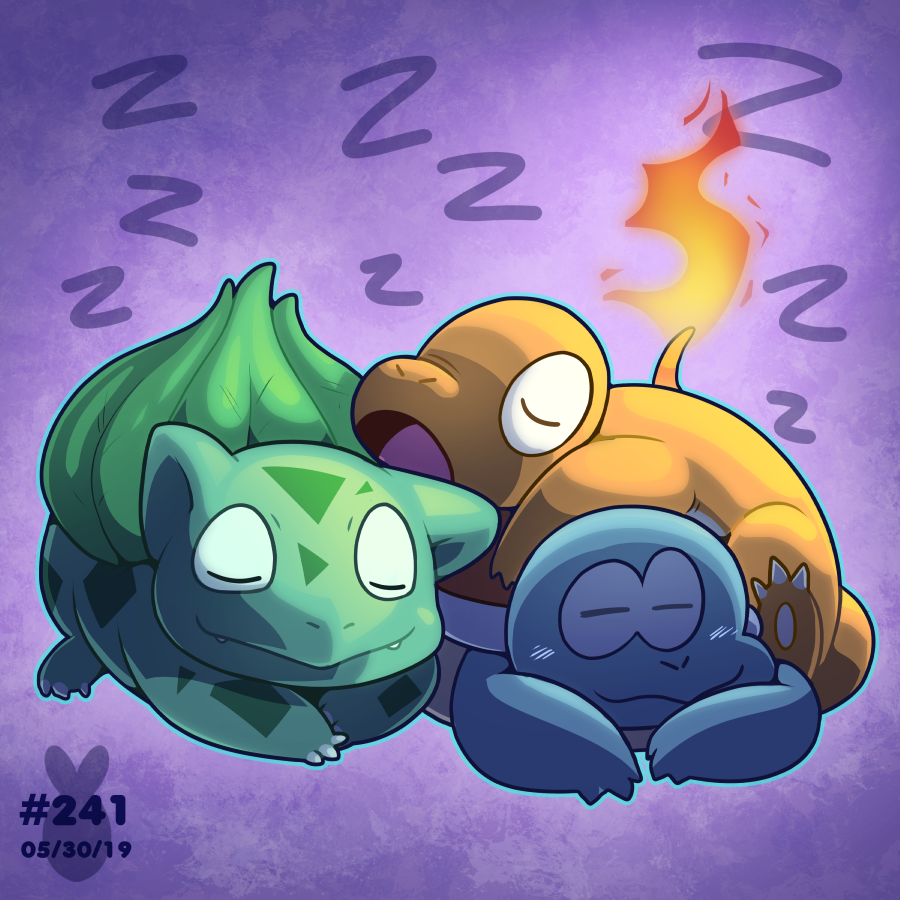 Pokemon Sleeping Starters, Bulbasaur, Charmander, and Squirtle