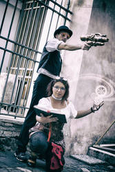 Steampunk Hunter and Steampunk Enchantress