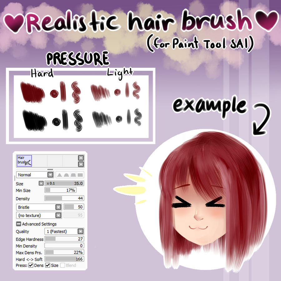 Realistic hair brush for Paint Tool SAI by IssyArtwork on DeviantArt