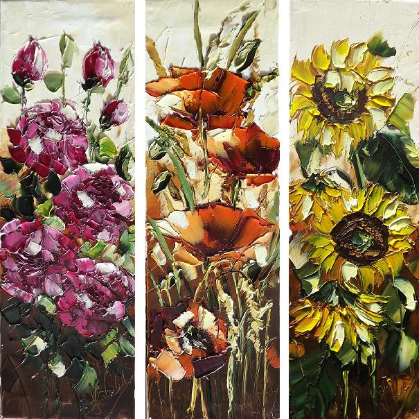 Flowers triptych