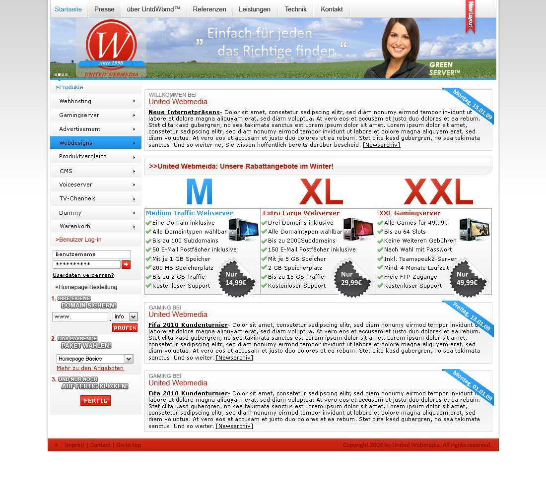 United Webmedia Hosting Layout