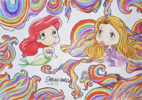 Ariel And Rapunzel: Rainbow Hair