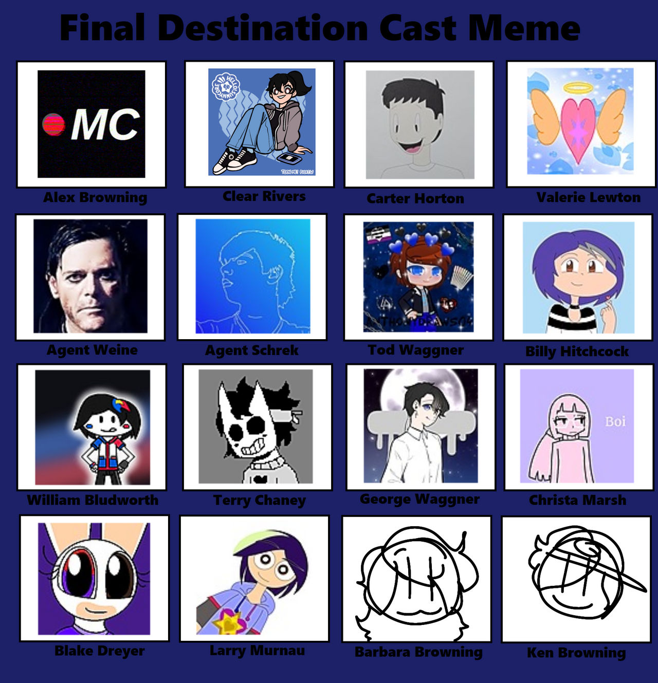 Final Destination Rage Comic Cast of Final Destination (UPDATE) by Bluegirlartist100K on DeviantArt