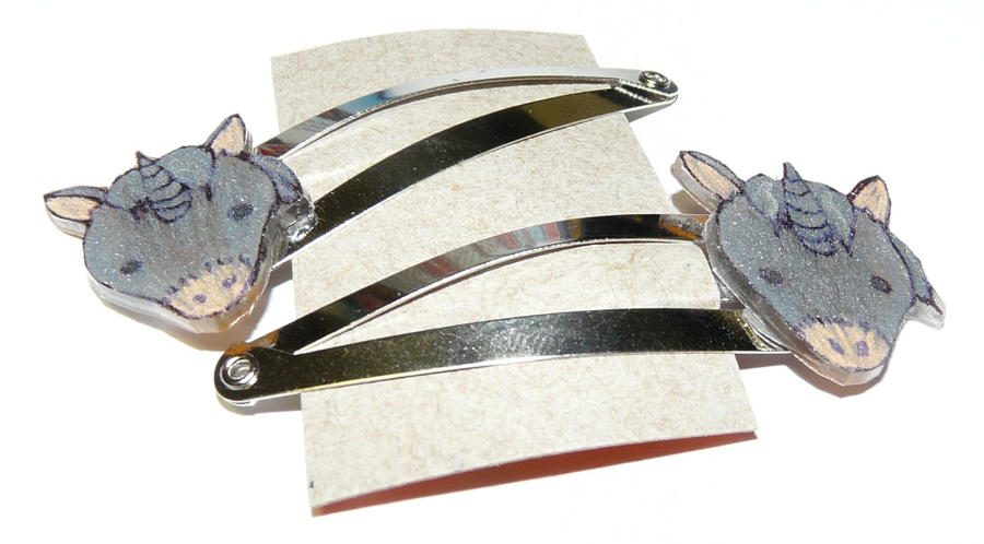 Grey Unicorn Snap Hair Clips