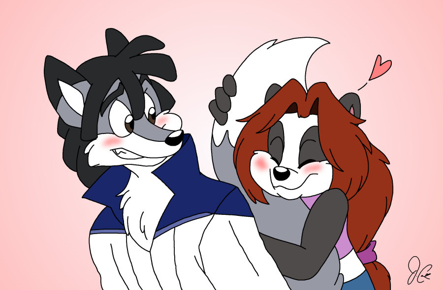 Tail Hug Part 2 - Commission by Panda-Jenn on DeviantArt