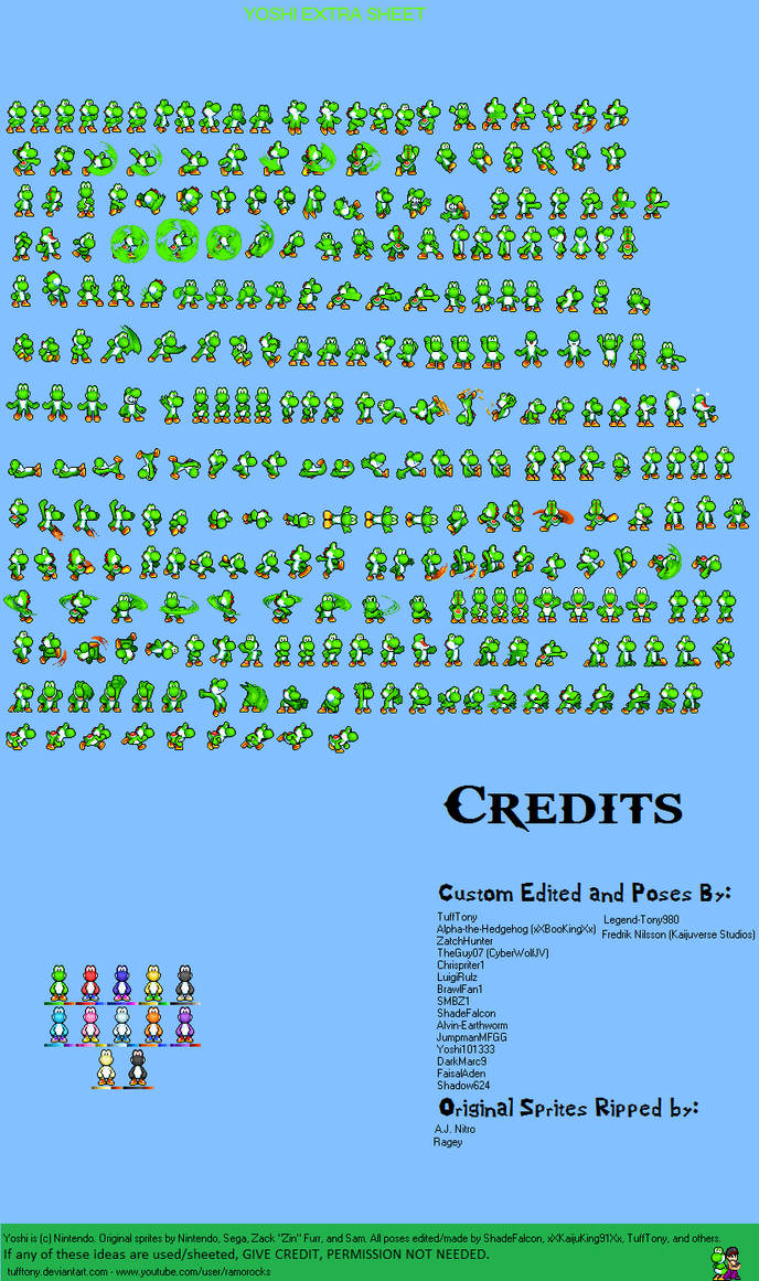 Yoshi Extra Poses Sprite Sheet by TuffTony on DeviantArt