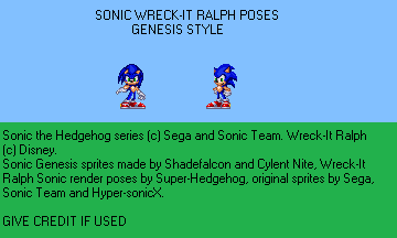 Sonic Wreck-It Ralph poses (Genesis Style)