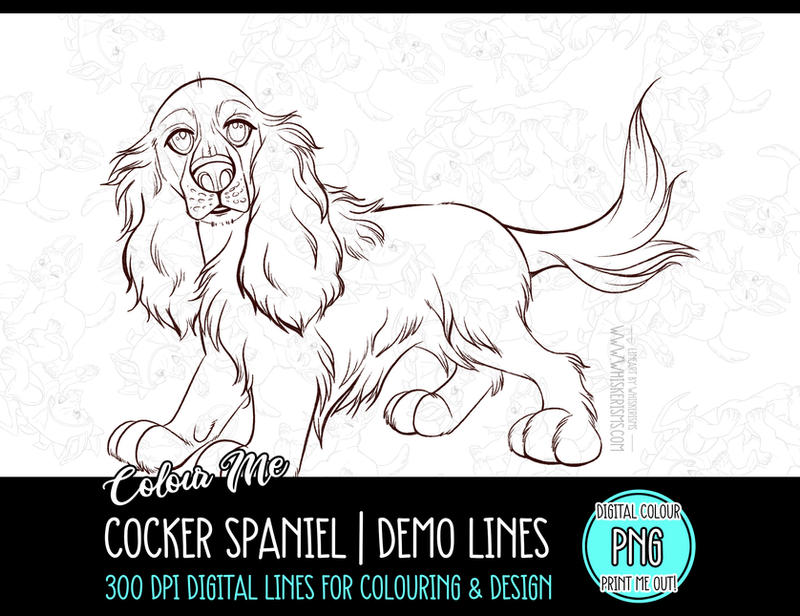 Cocker Spaniel Line F2U DEMO | Cocker Spaniel Line Art by whiskerisms on DeviantArt