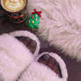 Fluffy white slippers ::Tis the Season..1 x BUY 4K