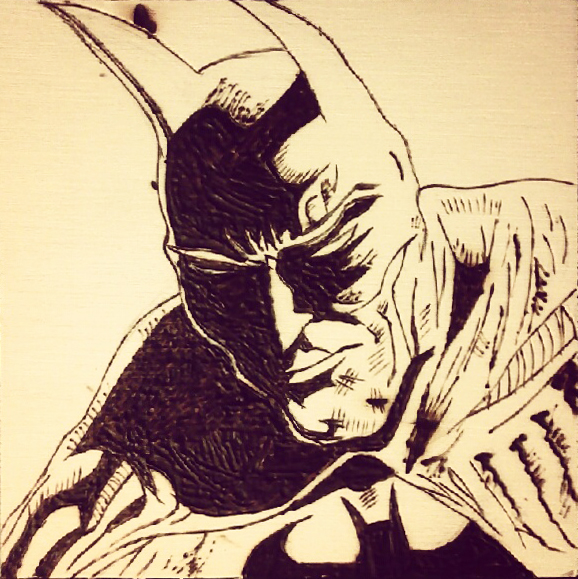 Batman Pyrography WIP