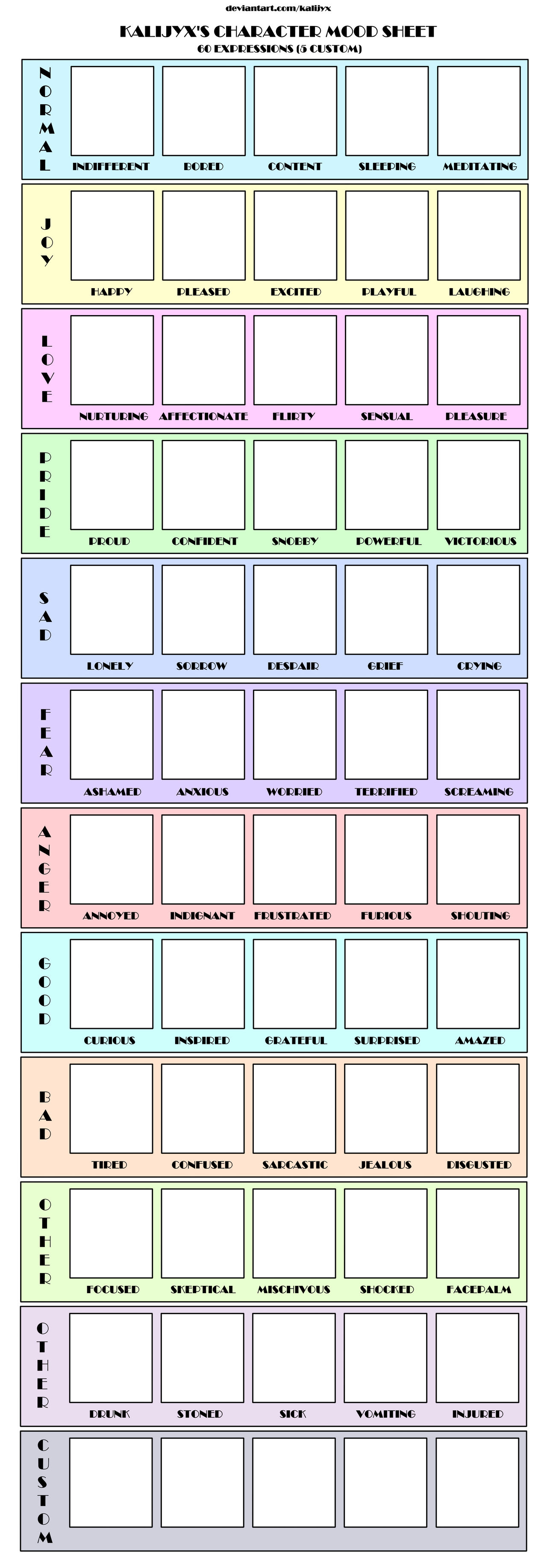 Character Expression Sheet Template by Kalijyx on DeviantArt Character Expression Sheet Template by Kalijyx on DeviantArt