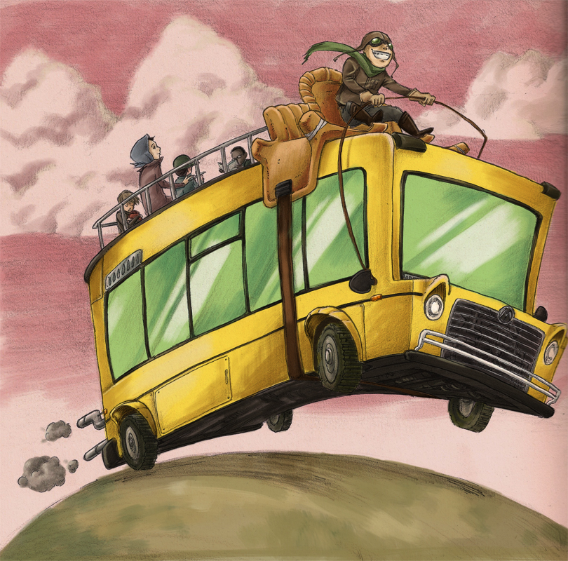 Flying schoolbus flies