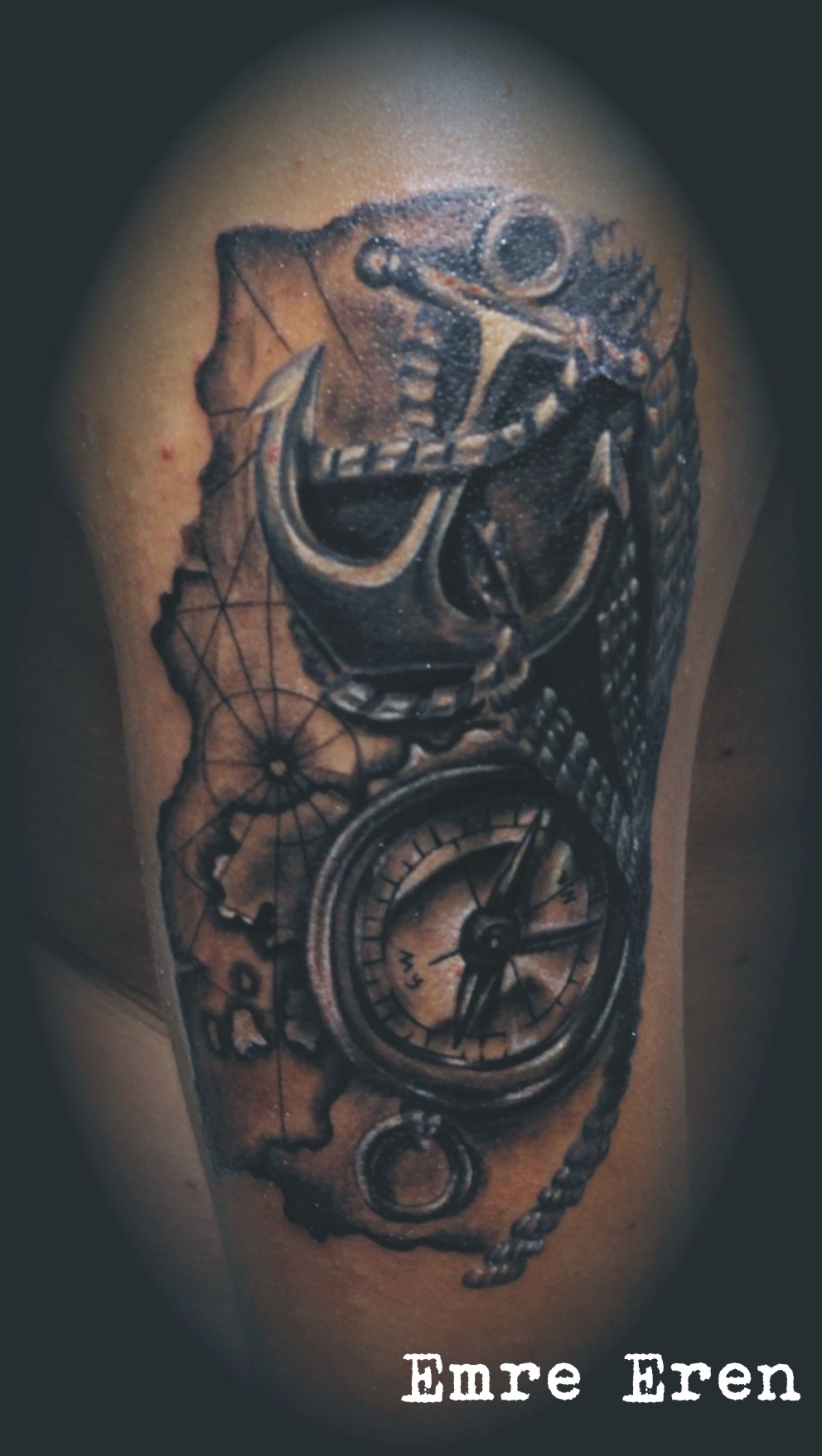 anchor rope compass tattoo by TattnRoll on DeviantArt