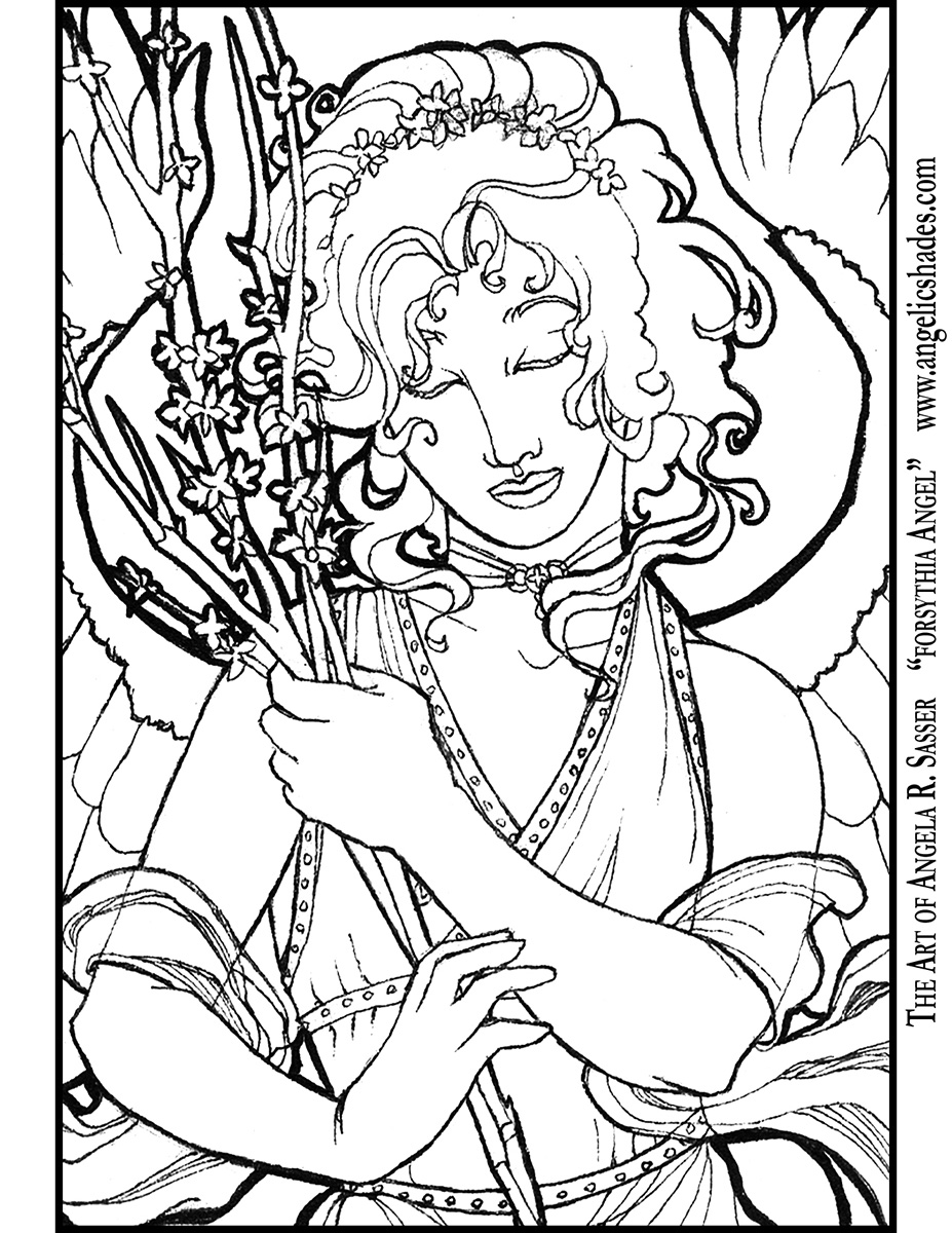 Forsythia ACEO Line Art