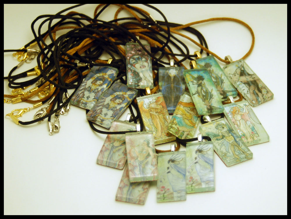 Glass Tile Art Pendants