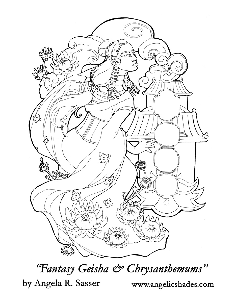 Geisha and Chrysanthemums