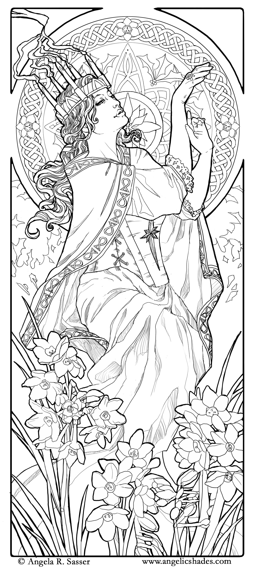 Lady of December Line Art