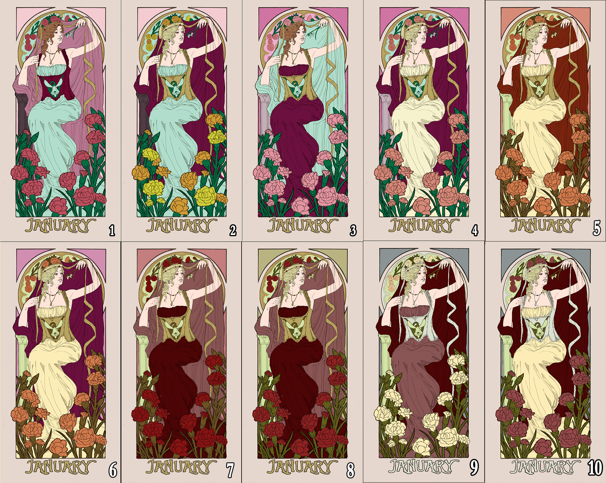 Lady of January Color Palettes