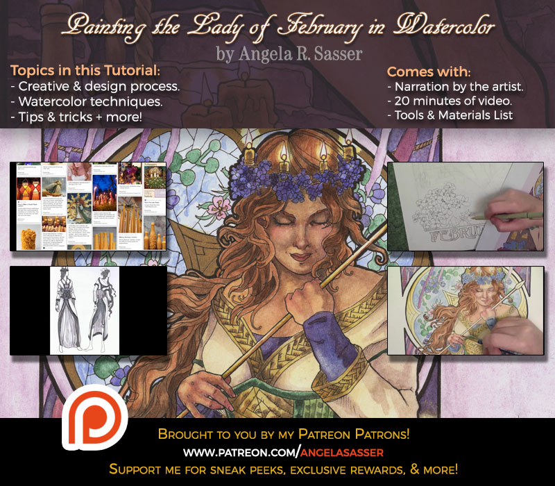Painting Lady of February in Watercolor PREMIUM by AngelaSasser