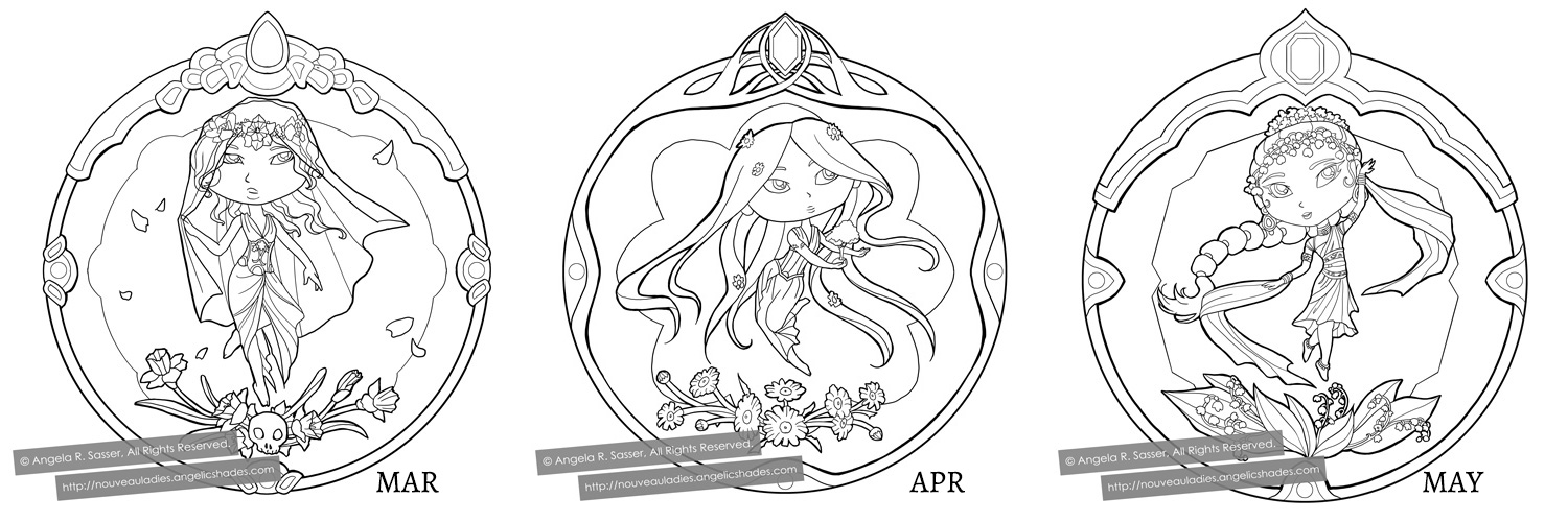 Inktober - Little Ladies of the Months - SPRING by AngelaSasser