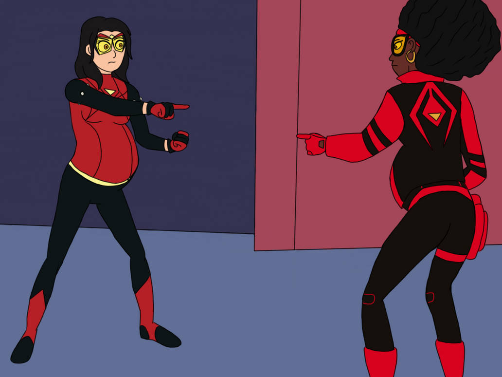 Pregnant Spider-Women pointing meme by GoldenKranic360 on DeviantArt