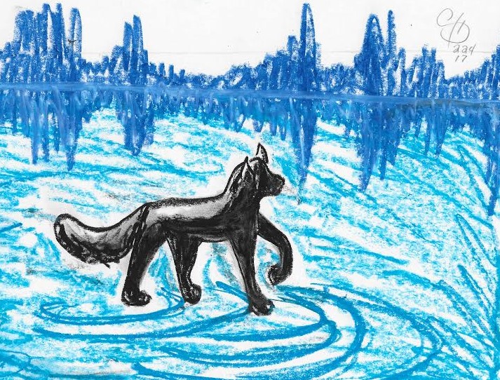 Wolf on Frozen Lake