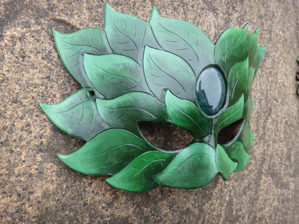 Green Man leather mask -side view