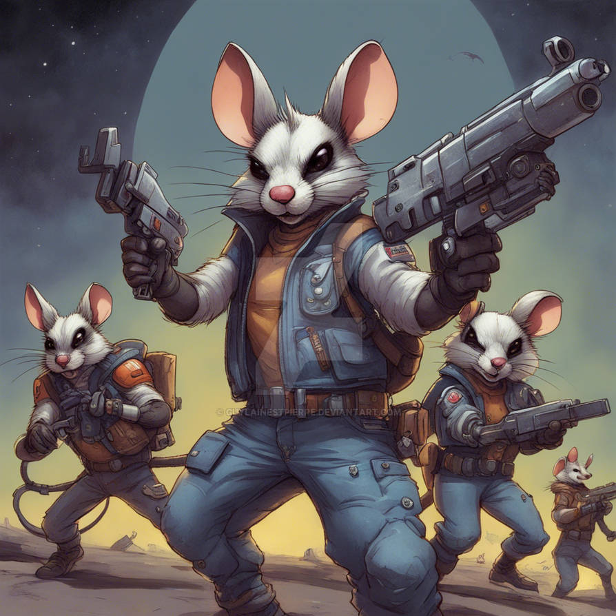 Concept art of anthropomorphic biker mice