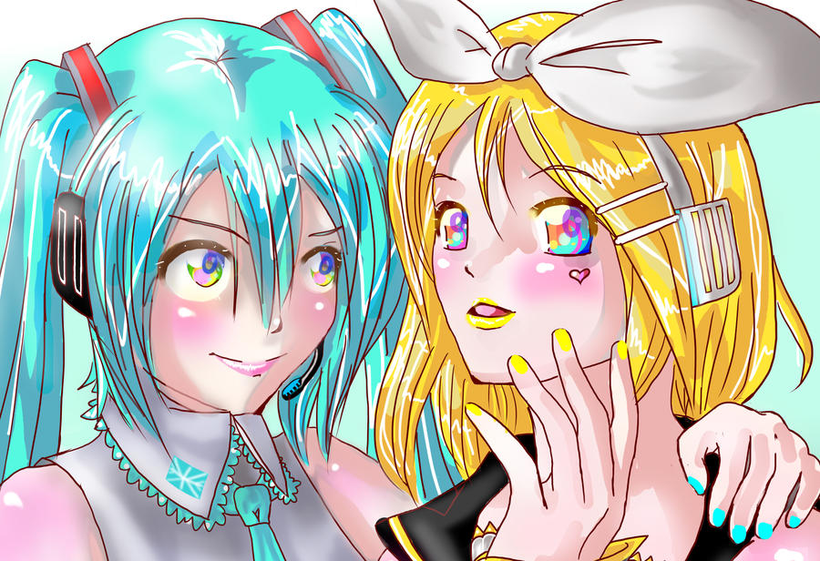 Miku and Rin by Kiki-Tanoshii on DeviantArt