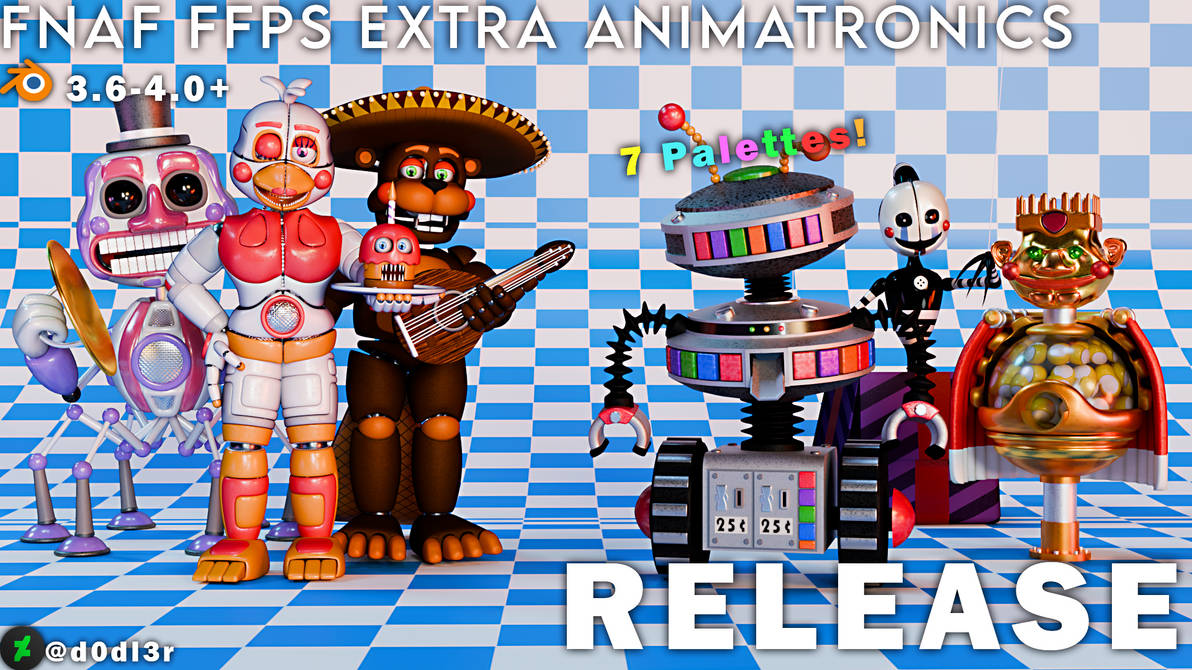 FNaF FFPS Extra Animatronics RELEASE Blender 3.6+ by D00dl3rStudios on ...