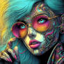 the detailed surreal comic-art cyberpunk Queen