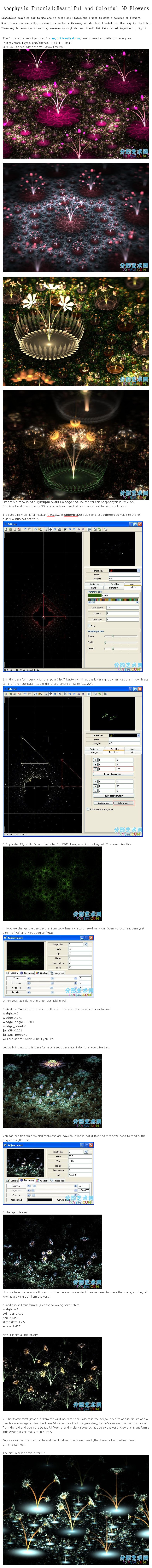Apophysis Tutorial:Beautiful Colorful 3D Flowers