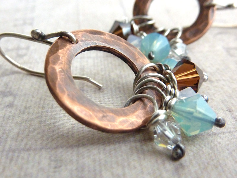 Copper and Swarovski Earrings