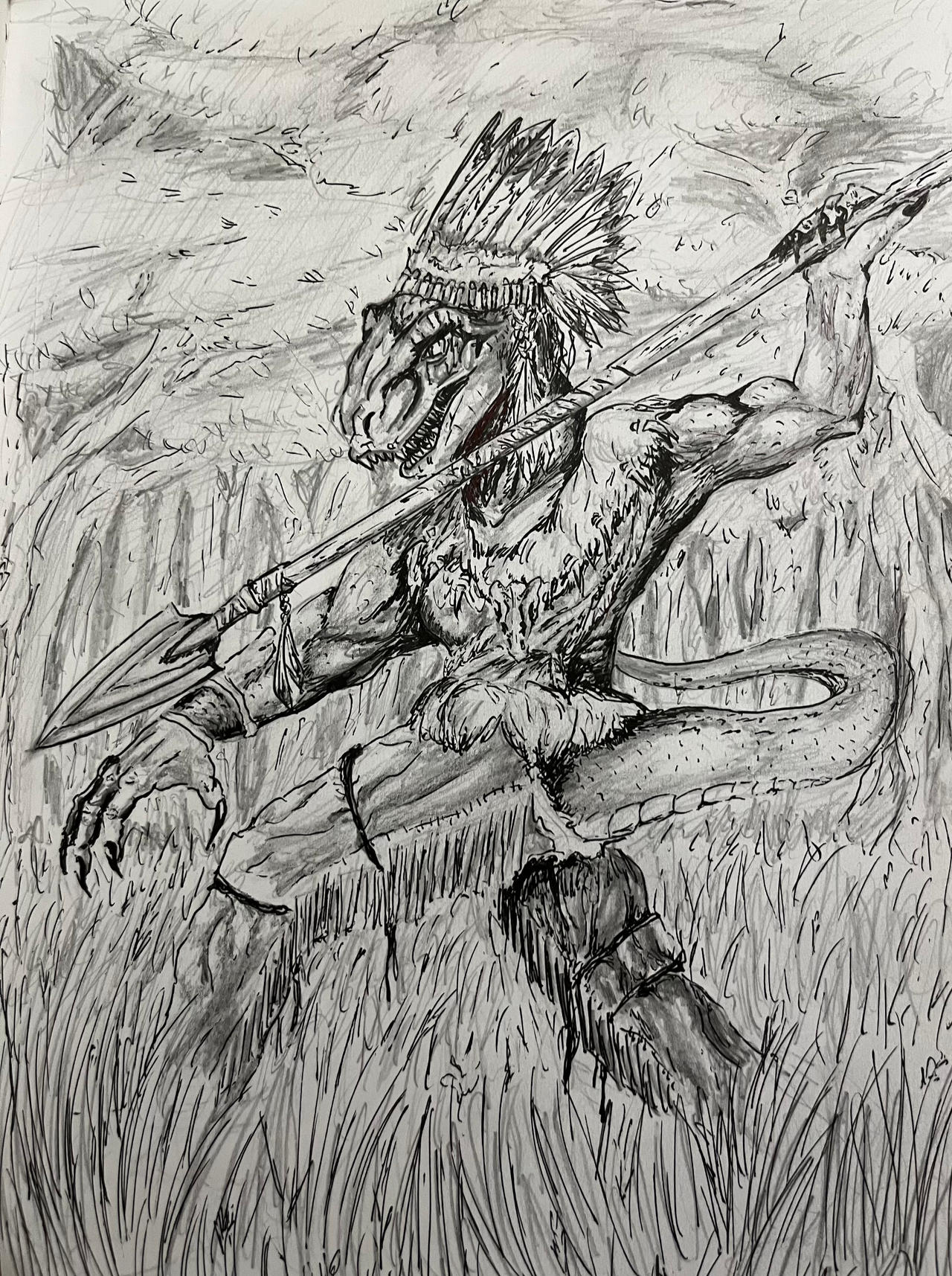 Raptor Warrior with a Spear by NioTheDreamer on DeviantArt
