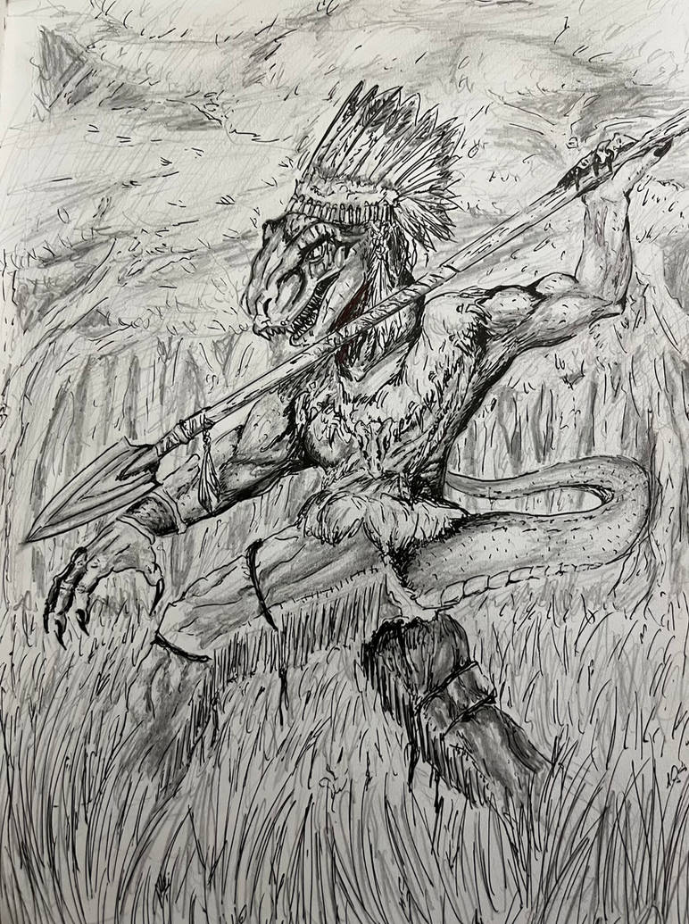 Raptor Warrior with a Spear by NioTheDreamer on DeviantArt