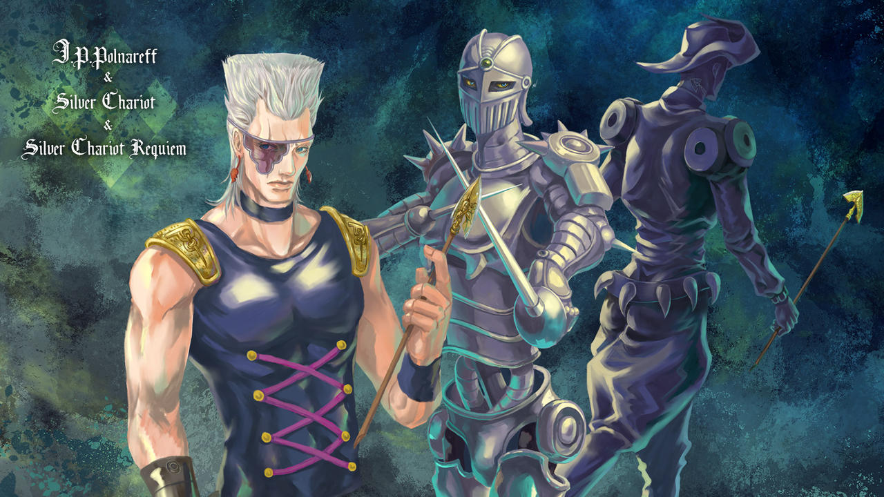 jean pierre polnareff, silver chariot, and chariot requiem (jojo no kimyou  na bouken and 1 more) drawn by mitus