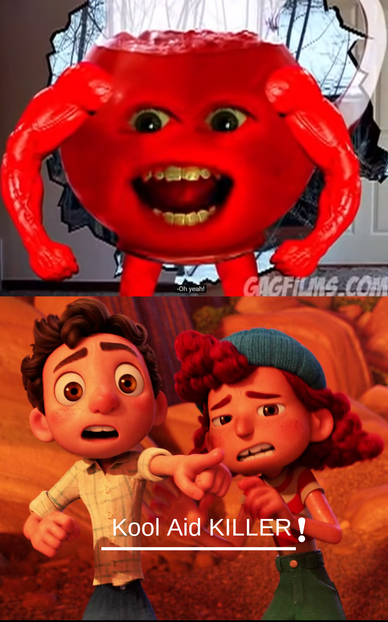 Deviantart Klooaid Luca and Giulia scared of Kool Aid Killer by kyleriverwithem on DeviantArt