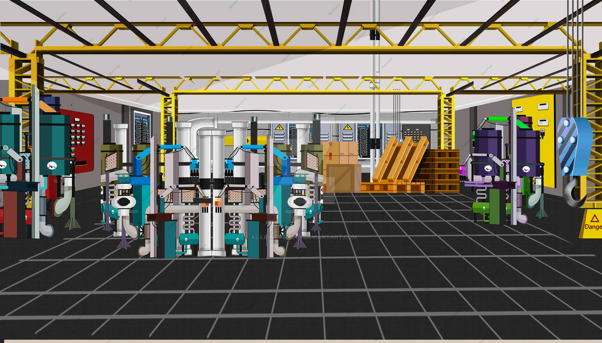 Alaa Built Factory High-Tech Industrial Factory Interior Illustration by Alaa-Metwally on ...